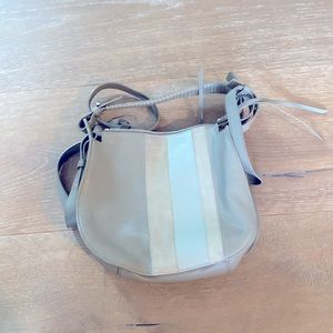 ALLSAINTS Suede and leather Crossbody Bag- gray tones